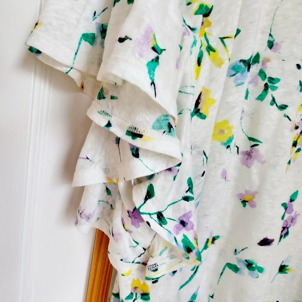 LOFT Linen Ruffle Sleeve Top - Picture 3 of 4